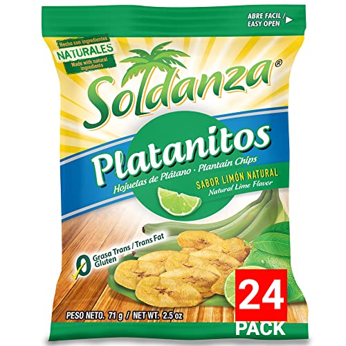 Soldanza Plantain Chips, Lime – 2.5 oz (Pack of 24)