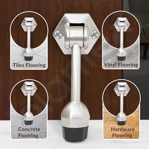 Image of Plantex Door Stopper for Main Door /5-Inch Stopper with Rubber Grip /Stoppers for Wooden Door /Stops for Door - Pack of 4 (Matt)