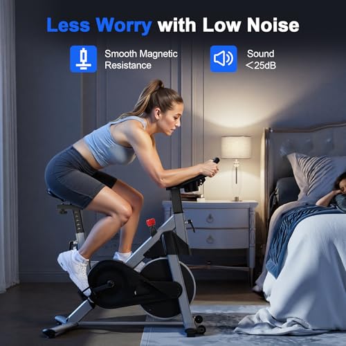 Image of Superun Exercise Bike, Stationary Bikes for Home Gym with 32-Level Magnetic Resistance, 300LBS Capacity Indoor Cycling Bike with Comfortable Seat, LED Display