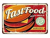 AOYEGO Letrero de lata de comida rápida, 8 x 12