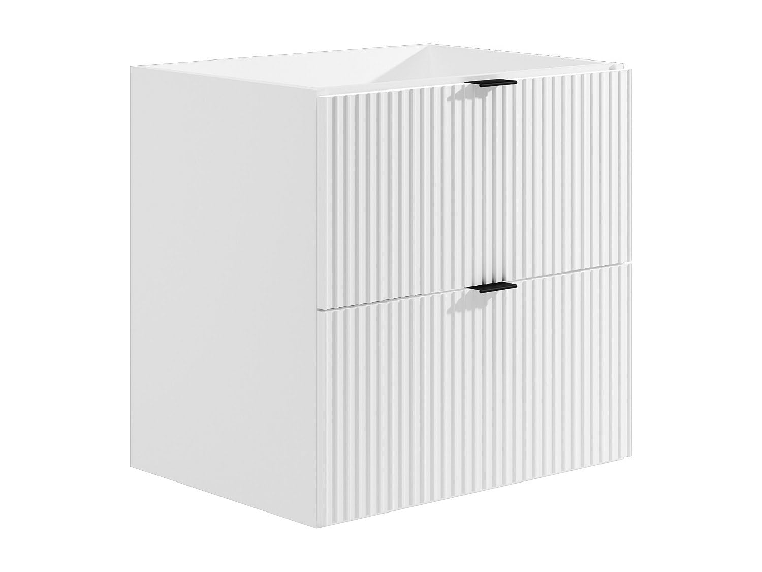 Vente-unique - Muebles Colgantes Debajo del Lavabo con Rayas - Blanco Mate - 60 cm - ZEVINI
