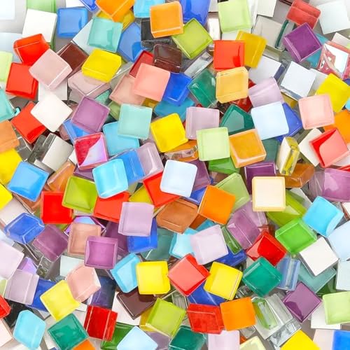 1 kg de azulejos de mosaico (1 x 1 cm, aprox. 1100 unidades) de piedras de mosaico para manualidades, mini mosaico para interior y exterior, baño, cocina, decoración del hogar, mezcla de colores