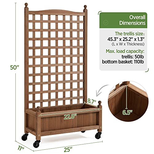 Yaheetech YT-00113806 2Pcs 50 Inch H Raised Garden Bed With Trellis & Wheels Standing Vertical Horticulture Planter Box thumb #5