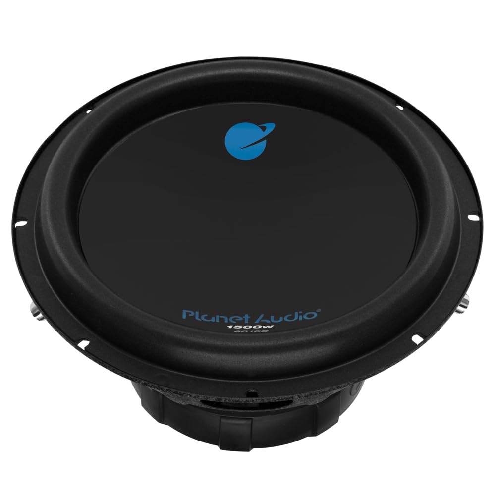 KIT SET PER PLANET AUDIO AC10D 1 subwoofer da 25 cm 250 mm 10", 750 watt rms e 1500 watt max, dvc, dual voice coil, doppia bobina 4 ohm, per auto, o in cassa, 1 pezzo + anello di montaggio