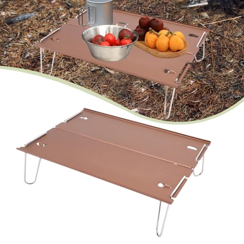Image of CALANDIS Camping Table Folding Table Mini Camping Furniture for Travel Barbecue Beach Light Brown | | Camping Furniture | Camping & Hiking