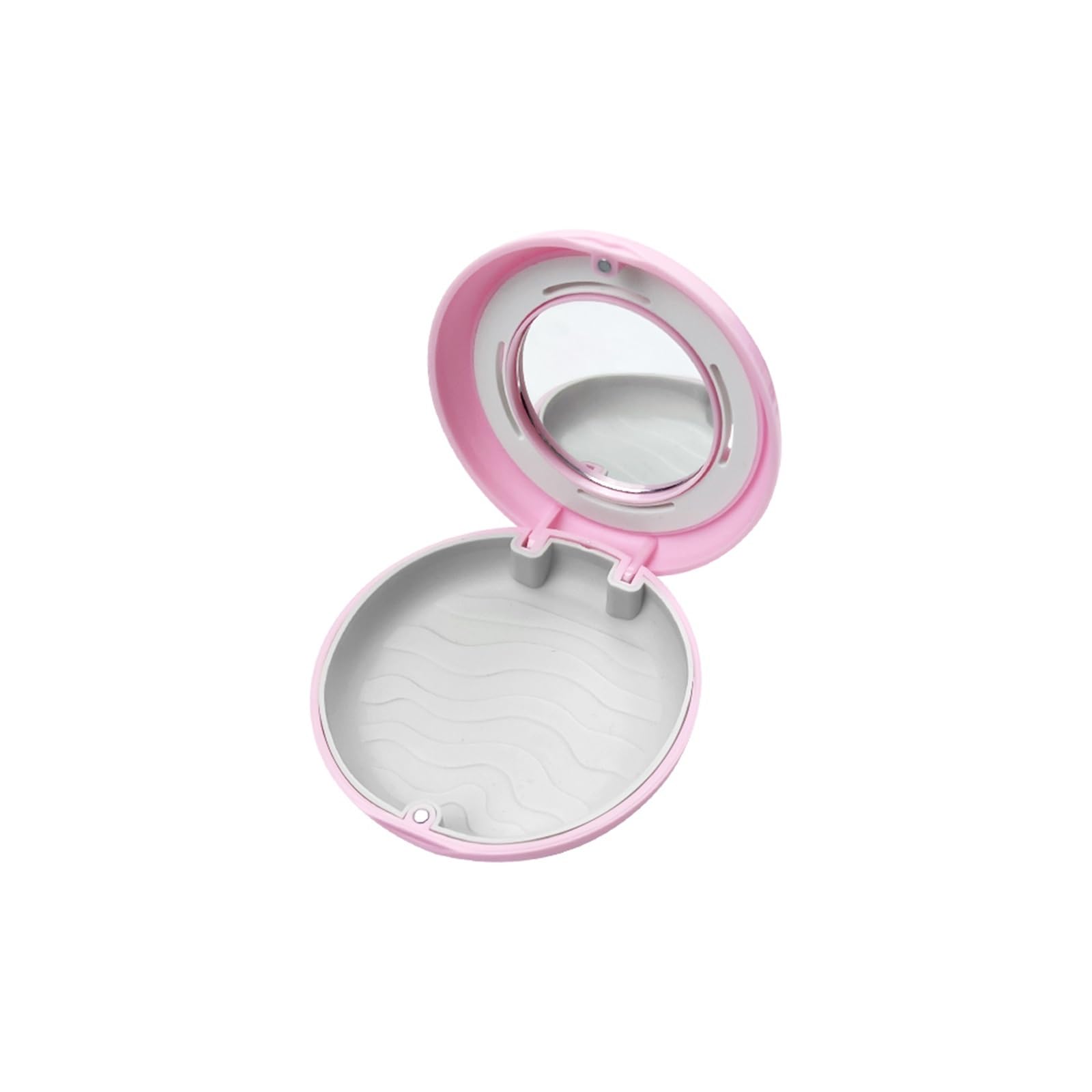 TRRYUIP Retainer Case 1pc Retainer Box With Vent Holes False Teeth Storage Dental Orthodontic Invisible Braces Aligner Case(Pink-grey-mirror)