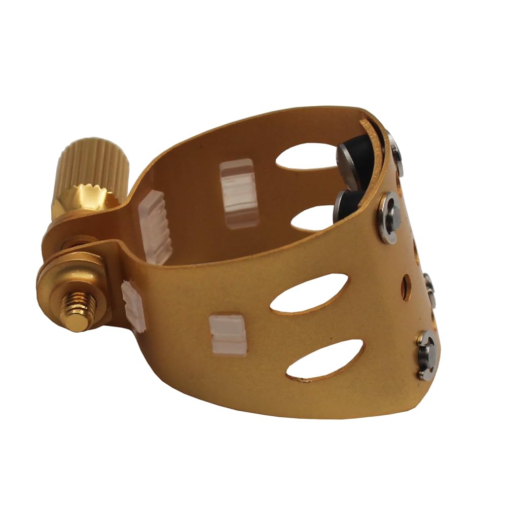 Eastern Music Saxophone Hard rubber mouthpiece Soprano alto Tenor metal ligature Ligature cap (Sandblust gold, Tenor MPC)