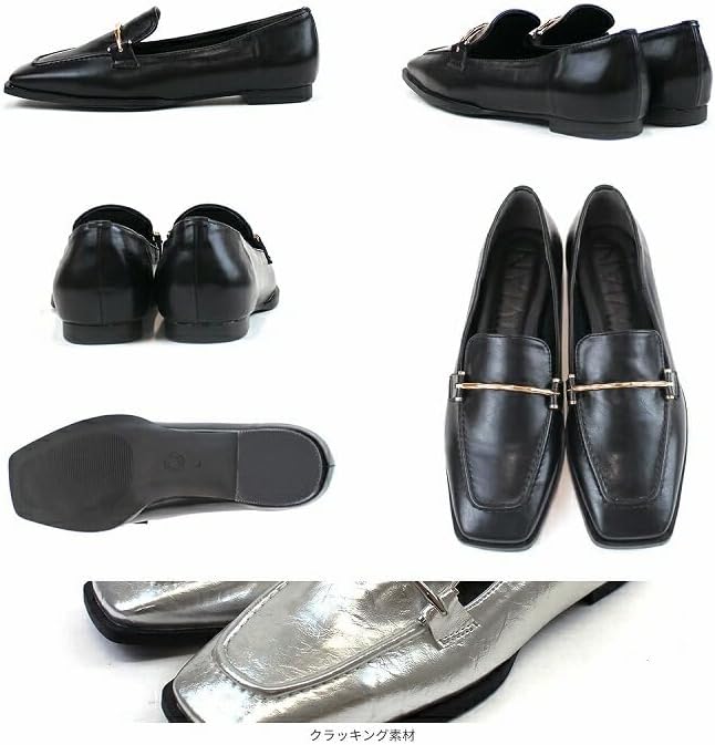 [Vivian] ローファー レディース フラットシューズ スクエアトゥ ビットローファー V2063AL