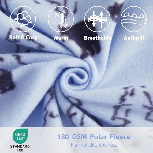 Image of Softan Fleece Sheets Full Size, Flannel Like Soft, Velvet Polar Microfleece Sheets for Winter, Blue Bear