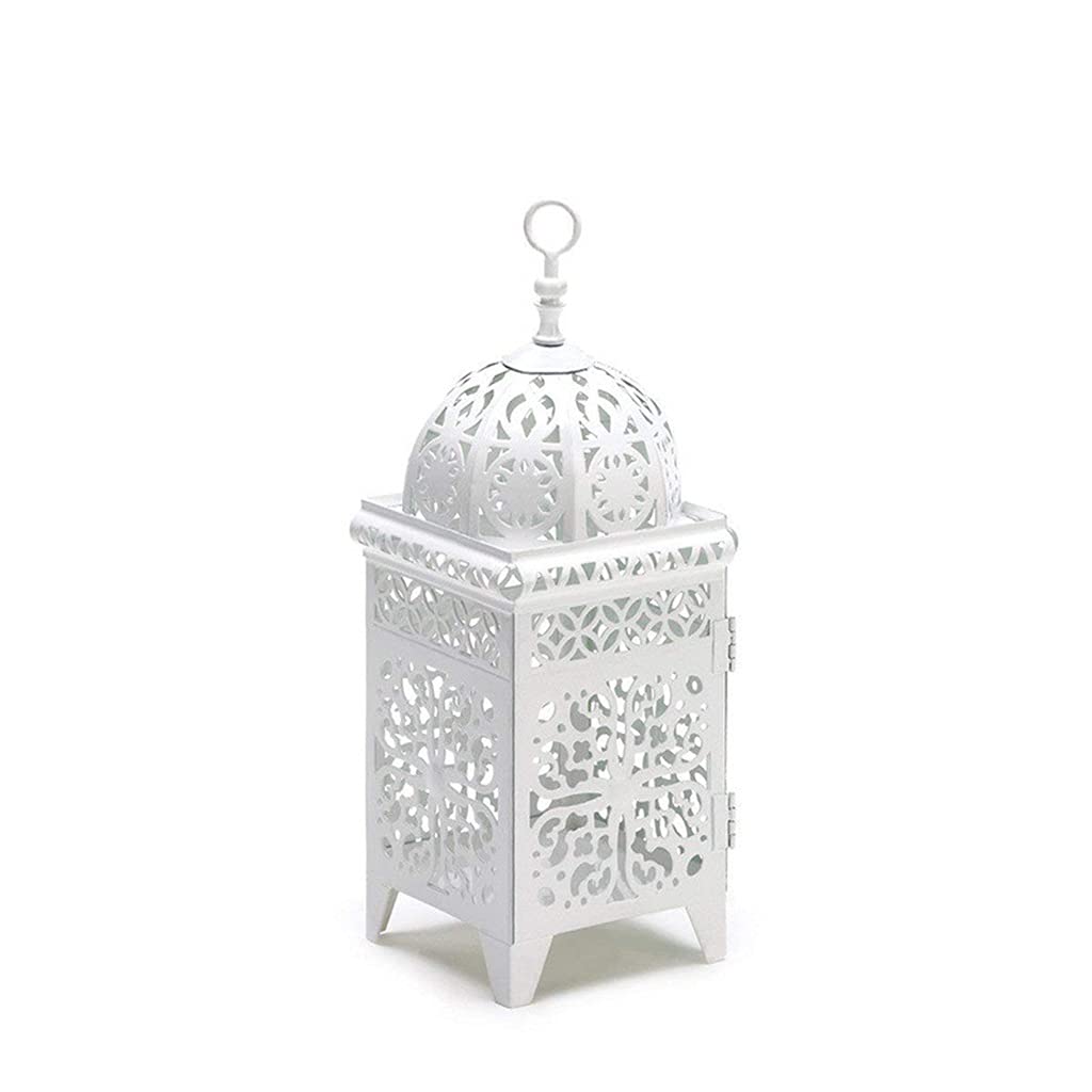 HTTGDGDH Metal Craft Candlestick Hanging Lantern Wedding Decoration Retro Chandelier Tea Lamp Home,Wit