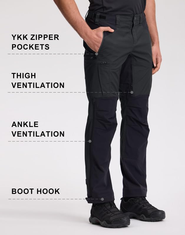 Pioneer Camp Herren Outdoorhose Wandern, Strapazierfähige Arbeitshose mit Cordura-Verstärkung, Wasserabweisende Trekkinghose mit Belüftungssystem, Verstellbarer Saum & 4 Taschen