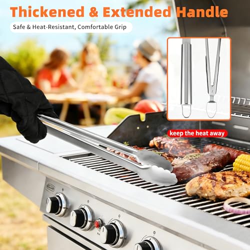 SINZUX BBQ Grill Accessories, 32Pcs Grilling Gifts for Men Birthday Fathers Day, Heavy Duty Stainless Steel Grill Tool Set, Grill Utensils Kit for Outdoor Grill with Case, Thermometer & Meat Injector by SINZUX - Used condition - Image 4