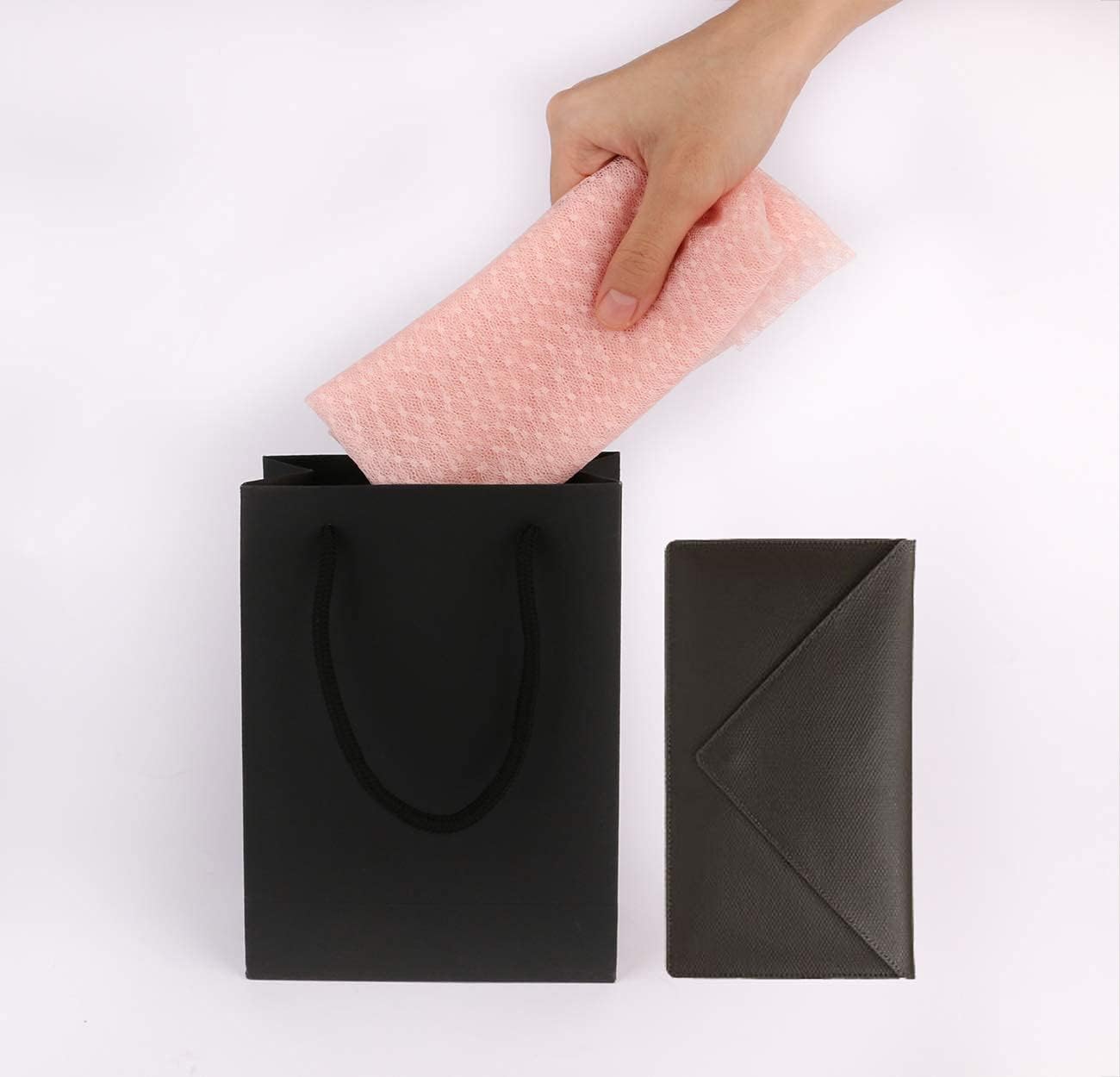 Small Gift Bags with Cotton Handle 50 Pack, 5.1x2.4x7.5inch Mini Black Kraft Paper Gift Bags Bulk, Small Size Matte Black Bags for Gifts - Image 8