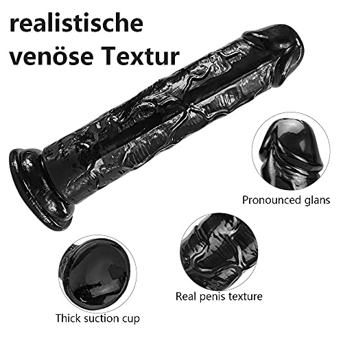 Grote zwarte penisdildo, 25cm xxl realistische enorme dildo met speen groot voor handsfree spelen didlo G-spot anale simulatie, seksspeeltjes voor vrouwen extreem - Afbeelding 6