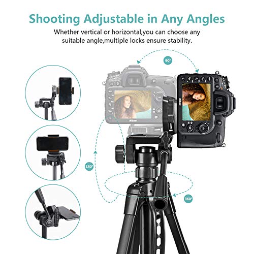 zetongARVIEMI Zetong Dreibein-Ständer, 139,7 cm, ausziehbares Mini-Handy-Stativ mit tragbarer Tasche, Bluetooth… – Bild 5