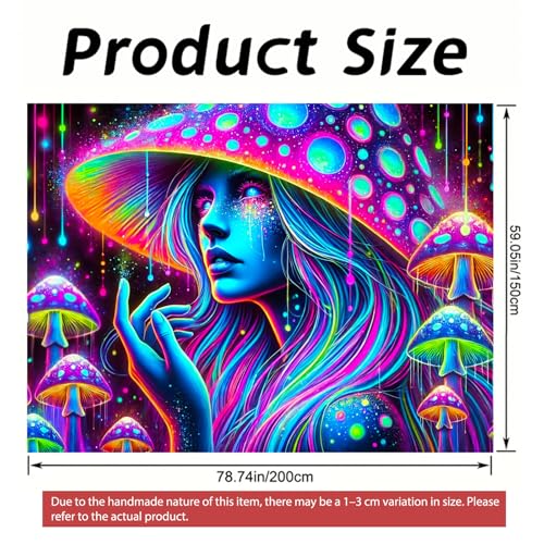 Image of Nuxovilar Mushroom Girl Wall Tapestry Polyester 78.74x59.05 In