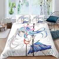 Parure De Lit 3 Pièces Japon Printemps Cerisier Housse De Couette 140x200cm Enfant 1 Personne 3D Motif Hypoallergique Microfibre Literie Avec 2 Taies D' Oreiller 50x75cm Pour Garçon Fille