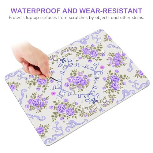Image of DINKY Laptop Skin Sticker Decal 15.6 inch 15.4 inch 12 inch 13 inch 13.3 inch 14 inch 15 inch Laptop Universal Vinyl Skin Stickers Cover Art Decal Notebook PC Personalized Protector, Purple Flower Bow