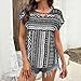 Womens Short Sleeve Shirt Choker Neck Summer Graphic Tops Casual Fashion T Shirts Loose Fit Blouses for Beach Travel Black