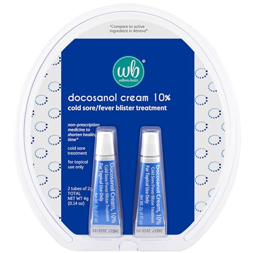 Wellness Basics Docosanol Cream 10% | Cold Sore Treatment | Shortens Healing Time | 0.07 oz - 2 Tubes