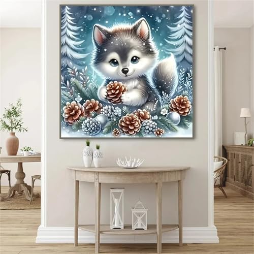 5D Diamond Painting Escena de nieve de ardilla,Diamond Painting Kit Completo para Adultos DIY Cristal Pintura de Diamante Bordado Punto de Cruz Art Craft para Hogar Pared Decor,Round Drill 50x50cm