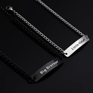 Big Sister and Little Brother Sibling Matching Bracelet Family Jewelry Gifts for Brother from Sister Set for 2 (Big Brother Little Sister Bracelet, Stainless Steel)