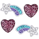 2x Mädchen Kinder Ohrringe aus echt 925 Sterling Silber mit Rundschliff Zirkonia Stern-Schnuppe Edelstahl Herz Kinderschmuck (K952+K160 Kristall Glitzer)