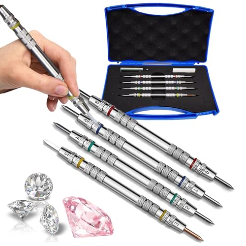 4パックモース硬度テストキット、2-9スクラッチテスター硬度テストペン、シングルデュアルヘッドデザイン、収納ボックス付き、ステンレス鋼モースピックまたは宝石翡翠ジュエリー