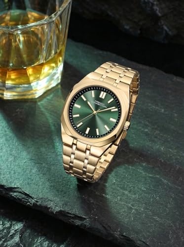 Image of French Connection Lumiere | Analog Display | Green Dial | Gold Stainless Steel Strap | Watch for Men - FCU16NGM