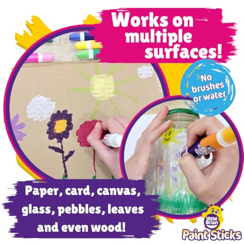 Little Brian Paint Flip Paint Sticks For Kids - 6 Pack with 12 Assorted Colours, Twin Tips, Double-Ended - Mess-Free, Easy Clean Up, Fast Drying Action, Vibrant Colours, Multi-Surface, Twist & Paint