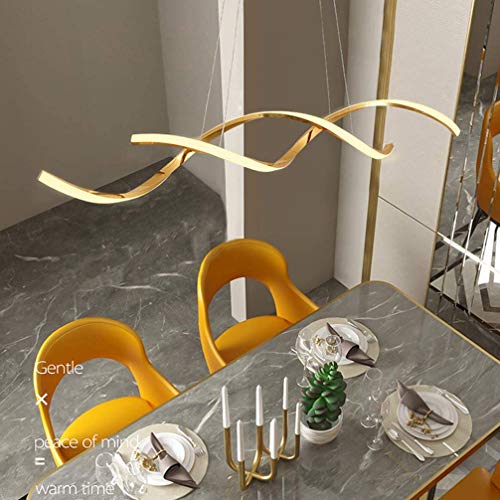 Lustre LED doré design moderne 90cm pour illuminer une salle à manger élégante - 4