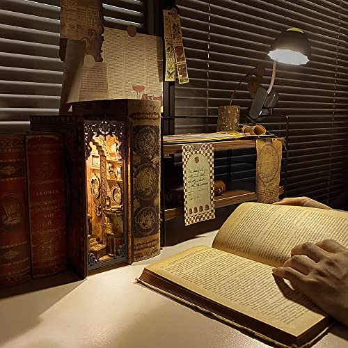 Fsolis Book Nook DIY Puppenhaus Miniatur Haus Kit mit Holz Möbeln und LED-Licht, 3D Holzpuzzle Bücherecke… – Bild 6