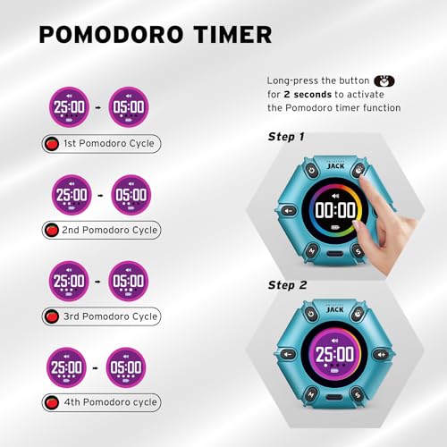 Image of Pomodoro Timer, Magnetic Visual Timer with Flip Countdown, Silent & Alarm, Tools for Anyone, Cube Digital Timer for for Work, Kitchen Cooking, Study, 3 /5 /10 /25 /30 /60min & Custom Countdown - Turquoise
