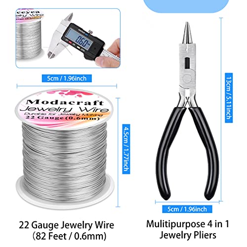 Image of Modacraft 22 Gauge Silver Wire for Jewelry Making with Jewelry Pliers, Craft Wire Beading Wire Tarnish Resistant Copper Wire