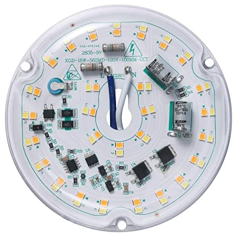 Ledytech 3.93'' LED Retrofit Light Kit for Ceiling Flush Light Ceiling Fan Light Replacement Panel PCB 18W Color Temperature Adjustable 3000K 4500K 6000K 1800LM 120V CRI90 Dimmable Cover