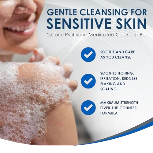 Vanicream Z Bar, Seborrheic Dermatitis & Anti-Dandruff Medicated Bar, 3.5 Oz, Formulated without Common Irritants for Sensitive Skin, 2% Pyrithione Zinc Helps Relieve Itching, Redness & Flaking
