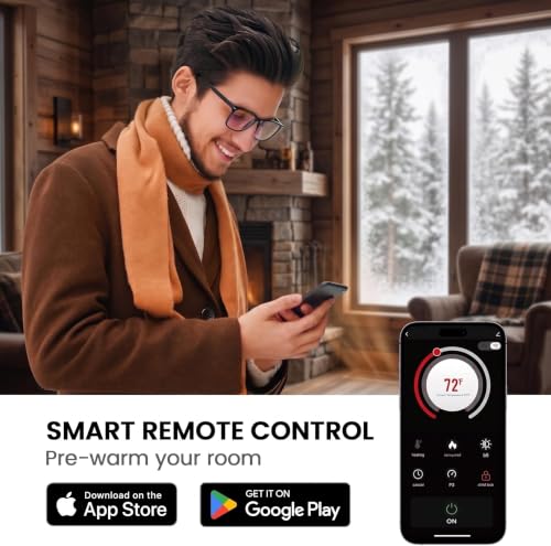 Image of Silonn 50″ Smart Electric Fireplace Heater, 4777 BTU Heat Output, WiFi App & Remote Control, Ultra-Slim Wall Mounted or Recessed Insert, 20 Flame Colors, Timer Setting for Cozy Warmth