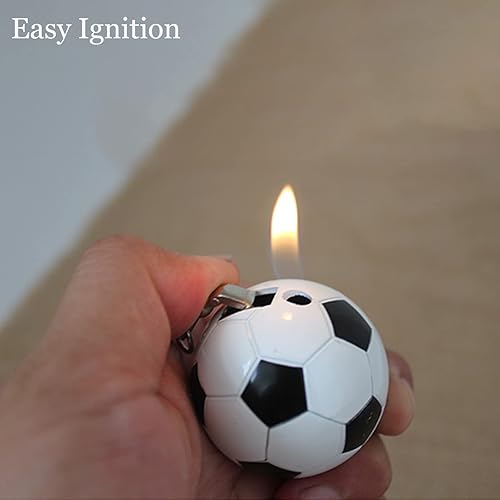 Miniatura 8 de Encendedor de antorcha, encendedor de butano de diseño creativo de fútbol, encendedor de gas butano resistente al viento, encendedor de llama suave