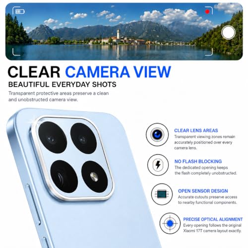 Image of FIRST MART Silver Camera Ring Guard Protector for Xiaomi 17T | Tempered Glass with Metal Alloy Rings, HD Clear, Scratch Resistant, Case-Friendly | Pack of 1
