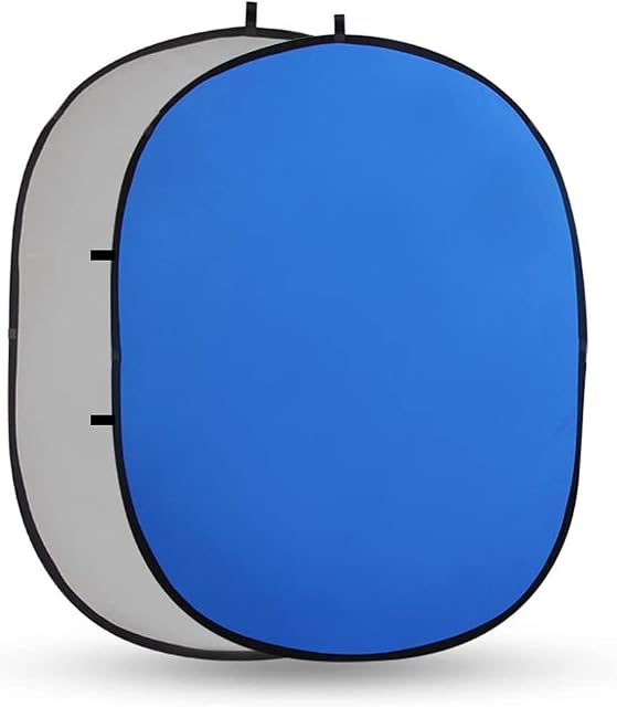 Fotoconic Chromakey Blue/Gray Screen Collapsible Backdrop, 5'x7'/150x200cm Chroma-Key Double Sided Pop Out Twist Background, Foldable Panel with Zipper Carry Bag