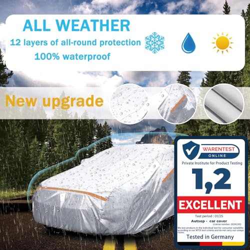 Autsop 12-Layer Waterproof Car Cover for All Weather Sedans