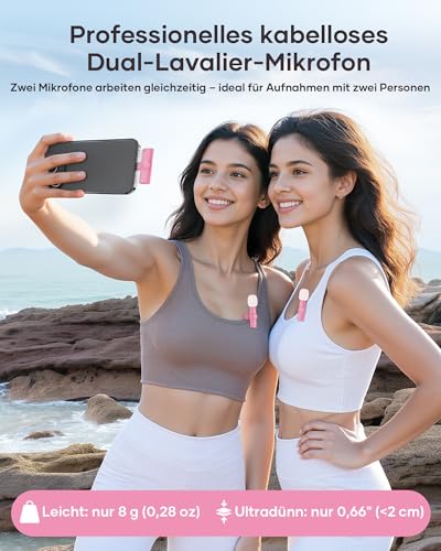 CZOCPOS Kabelloses Lavalier Mikrofon 2er Set, Mini Mikrofon für Phone, - Image 7