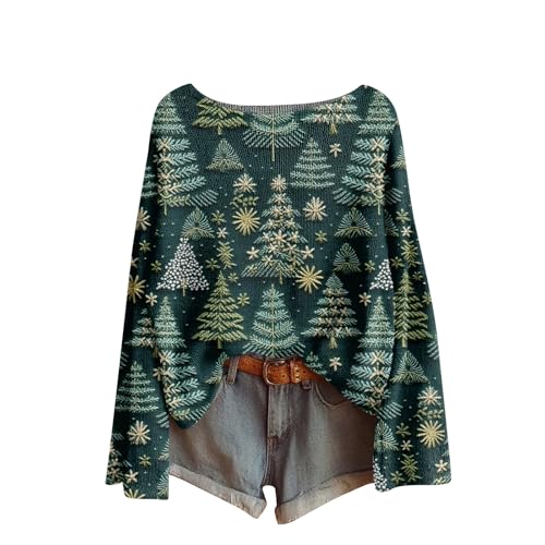 Women's 2025 Floral Print Oversized Sweaters Casual Long Sleeve Crewneck Pullover Knit Jumper Tops Fall Clothes