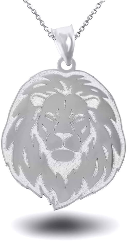 Claddagh Gold Bold .925 Sterling Silver Lion’s Head King of the Jungle Charm Pendant Necklace with Rolo Chain and Pendant only