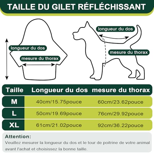 Voarge Reflektierende Sicherheitsweste für Hunde, Hohe Sichtbarkeit, Reflektierende Sicherheitsweste Haustierweste für Nachts im Freien (Gelb, L)