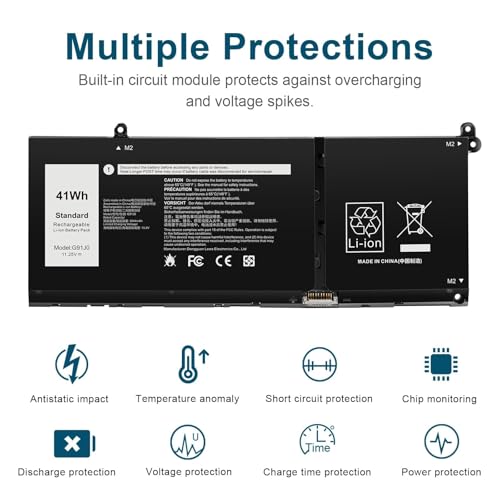 Image of G91J0 41Wh Battery Replacement for Dell Latitude 3320 3330 3420 3520 Inspiron 3510 3511 3515 3525 3530 5310 5410 5418 5510 5515 5518 14 Plus 7420 7415 2-in-1 Vostro 5620 5625 V6W33 TN70C 11.25V