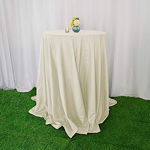 Balsacircle 120 Inch Ivory Round Tablecloths Fabric Table Cover Linens For Wedding Party Polyester Reception Banquet Events Kitchen Dining #TOP7