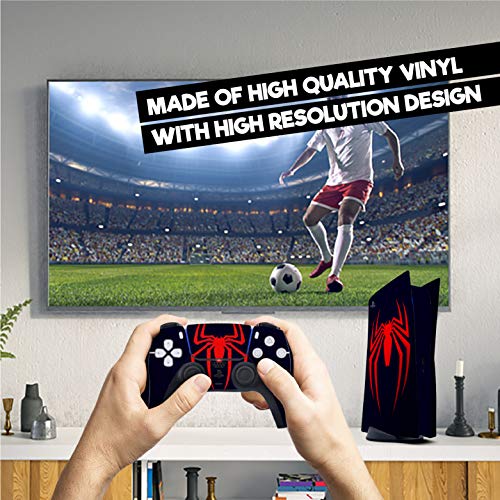 Ps5 Skin Navy/Red Spider Protective Wrap Cover Vinyl Sticker Decals For Sony Playstation 5 Disk Version Console And Two Dual Sense 5 Sticker Skins, Miles #TOP3