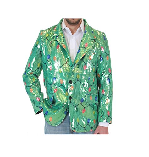 Costume Agent Sequin Christmas Lights Green Ugly Christmas Suit Jacket (XX-Large)