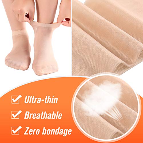 Syhood 12 Pairs Women Ankle Nylon Socks Sheer Panty Hose Socks Soft Silky Short Silk Socks for Summer Gifts(Black, Nude)3
